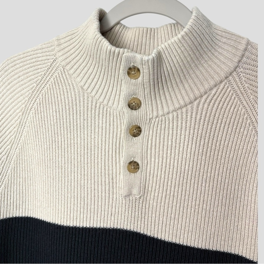 Banana Republic Factory Rib Knit Sweater Men’s L Mock Neck Button Pullover - Picture 3 of 10